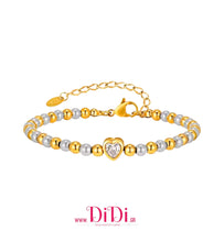 Φόρτωσε την φωτογραφία στο Gallery viewer, Ατσάλινο βραχιόλι αλυσίδα με καρδιά, σε κίτρινο χρυσό ασημί, 2010255B