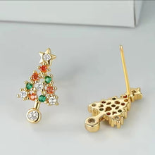 Φόρτωσε την φωτογραφία στο Gallery viewer, Χριστουγεννιάτικα σκουλαρίκια ακριλικά δεντράκια, κιτρινο χρυσό, 0110255