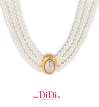 Φόρτωσε την φωτογραφία στο Gallery viewer, Κολιέ τσόκερ με πέρλες λευκές 6mm, σε κίτρινο χρυσό, 2011253