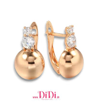 Φόρτωσε την φωτογραφία στο Gallery viewer, Σκουλαρίκια κρίκος με πέρλα και λευκές πέτρες, σε ροζ χρυσό, 28112510