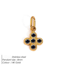 Φόρτωσε την φωτογραφία στο Gallery viewer, Σταυρός ατσάλινος μίνι, με μαύρο στρας, σε κίτρινο χρυσό, 2211254