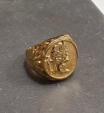 Ατσάλινο δαχτυλίδι λίρα, σε κίτρινο χρυσό, 2208259