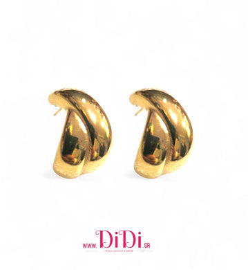 Σκουλαρίκια κρίκοι ατσάλινοι X, σε κίτρινο χρυσό, 02309G