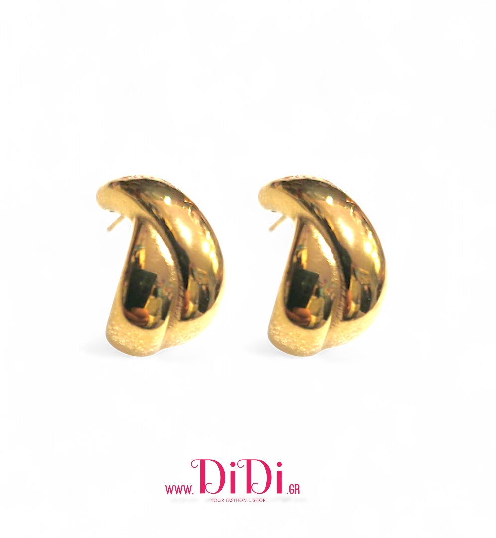 Σκουλαρίκια κρίκοι ατσάλινοι X, σε κίτρινο χρυσό, 02309G