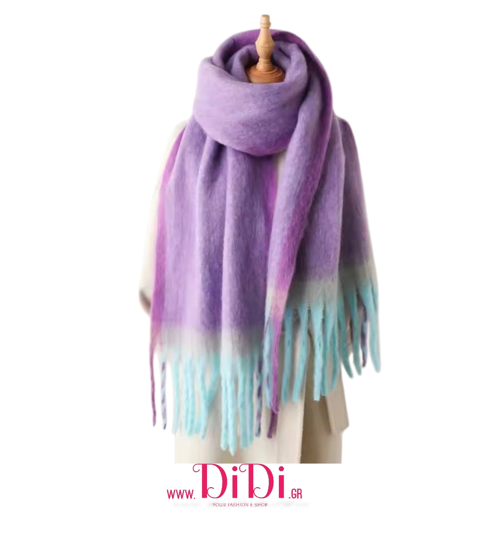 Κουβέρτα - κασκόλ χοντρή γαλάζιο-μοβ, 20112516