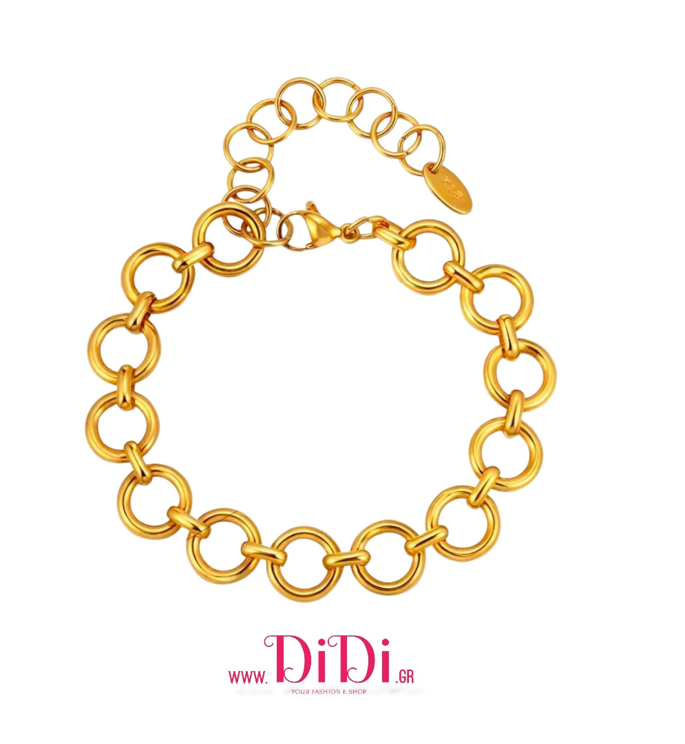 Ατσάλινο βραχιόλι αλυσίδα, σε κίτρινο χρυσό, 21102513