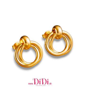 Ατσάλινα σκουλαρίκια καρφάκι, κίτρινο χρυσό, 01112514