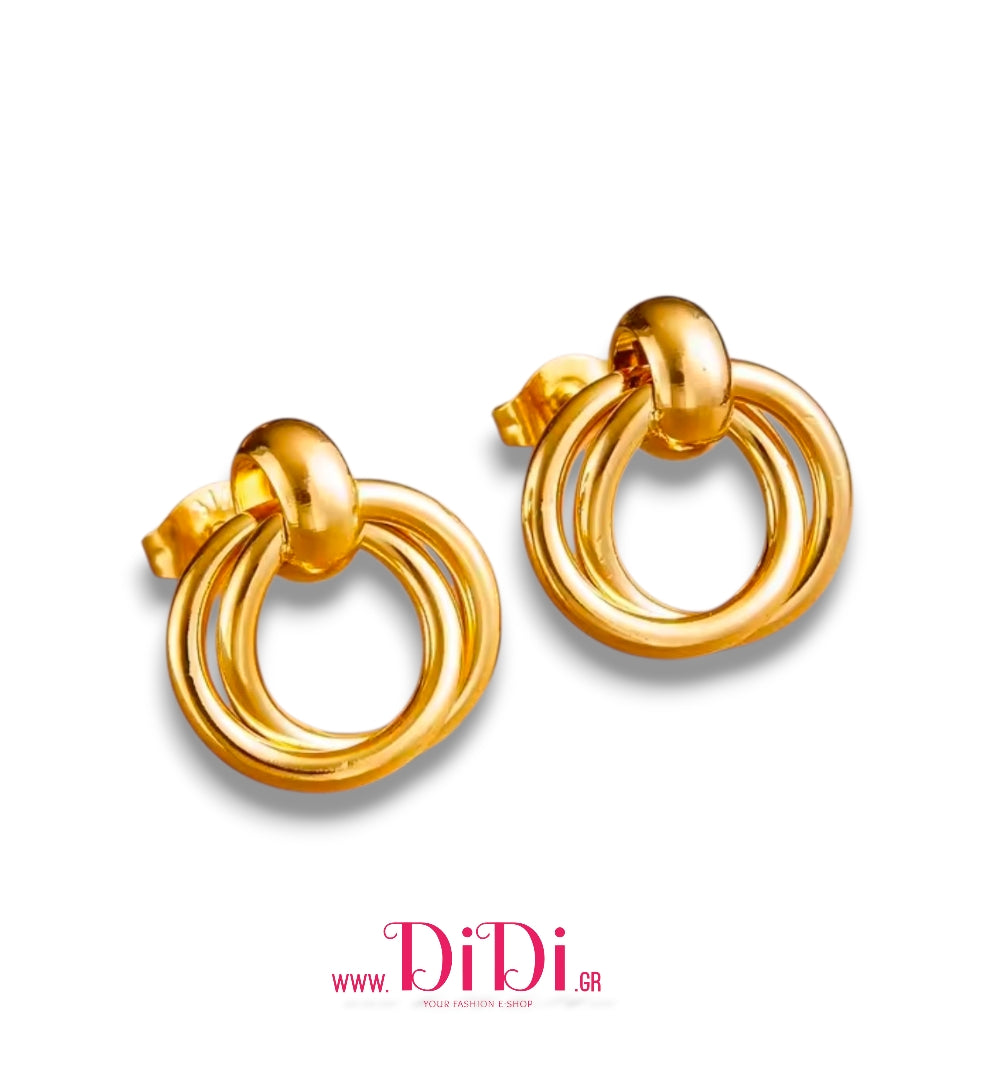 Ατσάλινα σκουλαρίκια καρφάκι, κίτρινο χρυσό, 01112514