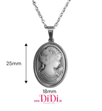 Φόρτωσε την φωτογραφία στο Gallery viewer, Κολιέ ατσάλινο με σοκολά καμέο 1,8cm x 2,5cm, σε κίτρινο χρυσό, 1111254