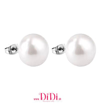 Φόρτωσε την φωτογραφία στο Gallery viewer, Σκουλαρίκια ατσάλινα καρφωτά πέρλα 1,4cm, ασημί, 20112526S