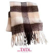 Φόρτωσε την φωτογραφία στο Gallery viewer, Κουβέρτα - κασκόλ χοντρή καρό καφέ, 20112513