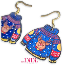 Φόρτωσε την φωτογραφία στο Gallery viewer, Σκουλαρίκια ατσάλινα Χριστουγεννιάτικα μπλουζάκια, μπλε μεγάλα, 1211253