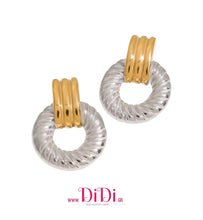 Φόρτωσε την φωτογραφία στο Gallery viewer, Ατσάλινα σκουλαρίκια καρφάκι, σε  ασημί - κίτρινο χρυσό, 1002262