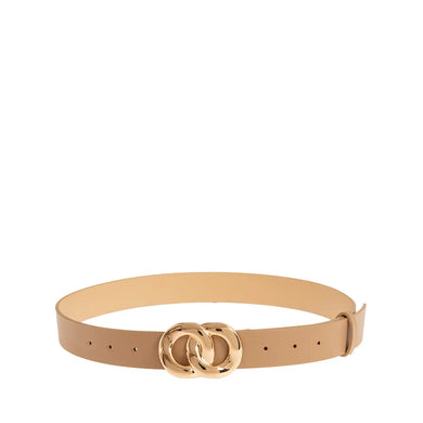 Ζώνη λεπτή διπλή αγκράφα, μπεζ, 24405
