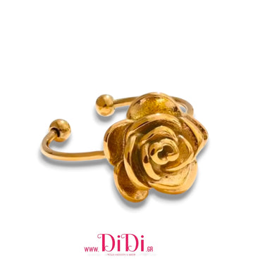 Ατσάλινο δαχτυλίδι τριαντάφυλλο, σε κίτρινο χρυσό, 3110256