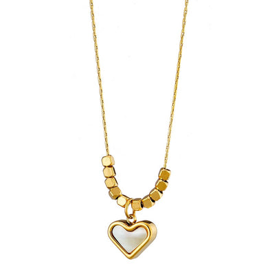 Κολιε ατσάλινο καρδιά με φίλντισι, σε κίτρινο χρυσό, 07248G