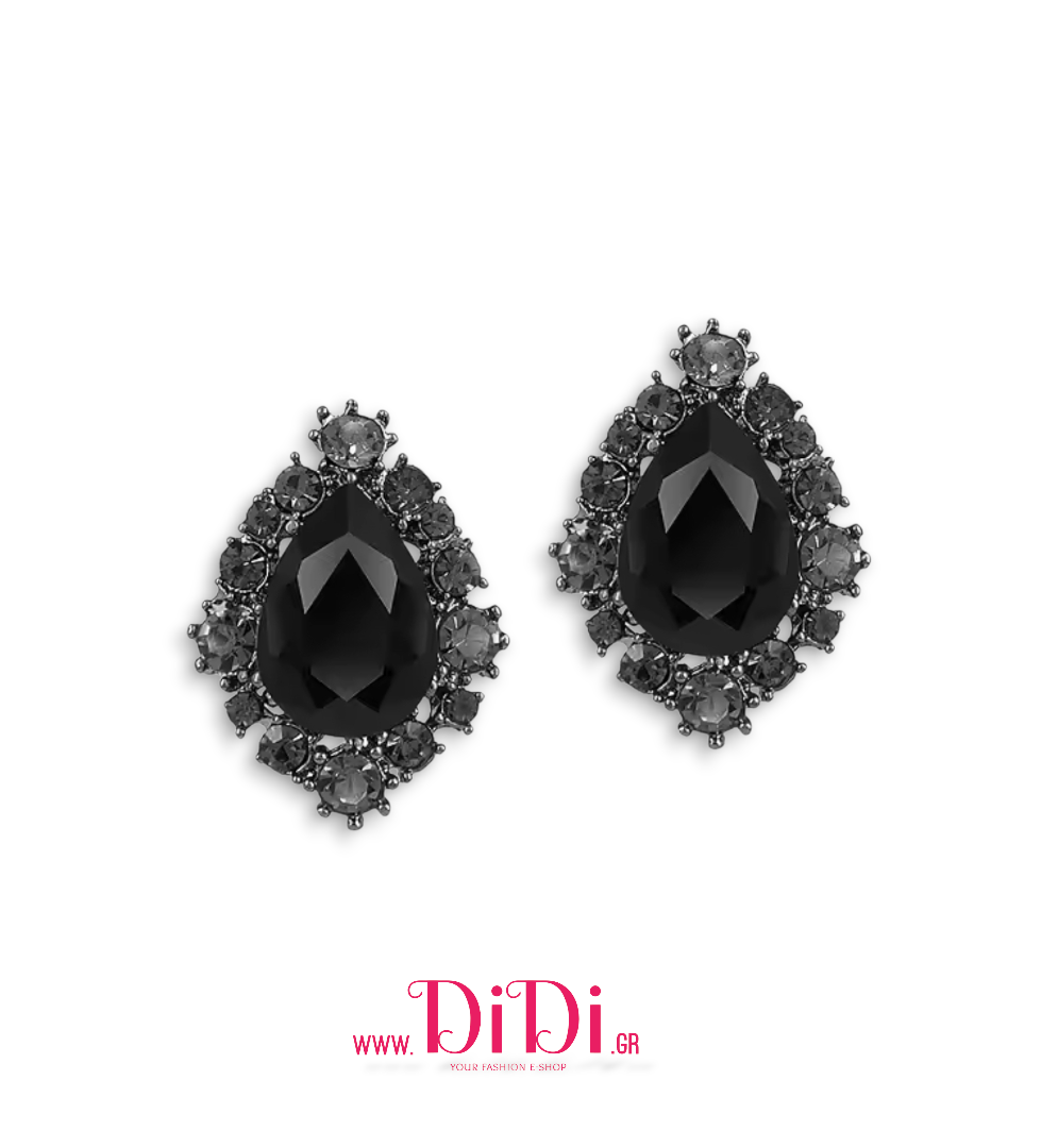 Σκουλαρίκια με κρύσταλλα σε μαύρο, 0912256