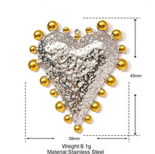 Φόρτωσε την φωτογραφία στο Gallery viewer, Κολιέ καρδιά ατσάλινη με σχέδιο, σε ασημί - κίτρινο χρυσό, 0802268