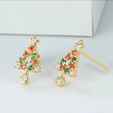 Φόρτωσε την φωτογραφία στο Gallery viewer, Χριστουγεννιάτικα σκουλαρίκια ακριλικά δεντράκια, κιτρινο χρυσό, 0110255