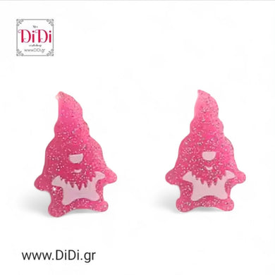 Σκουλαρίκια Χριστουγεννιάτικοι ακριλικοί νάνοι ροζ, 13092522