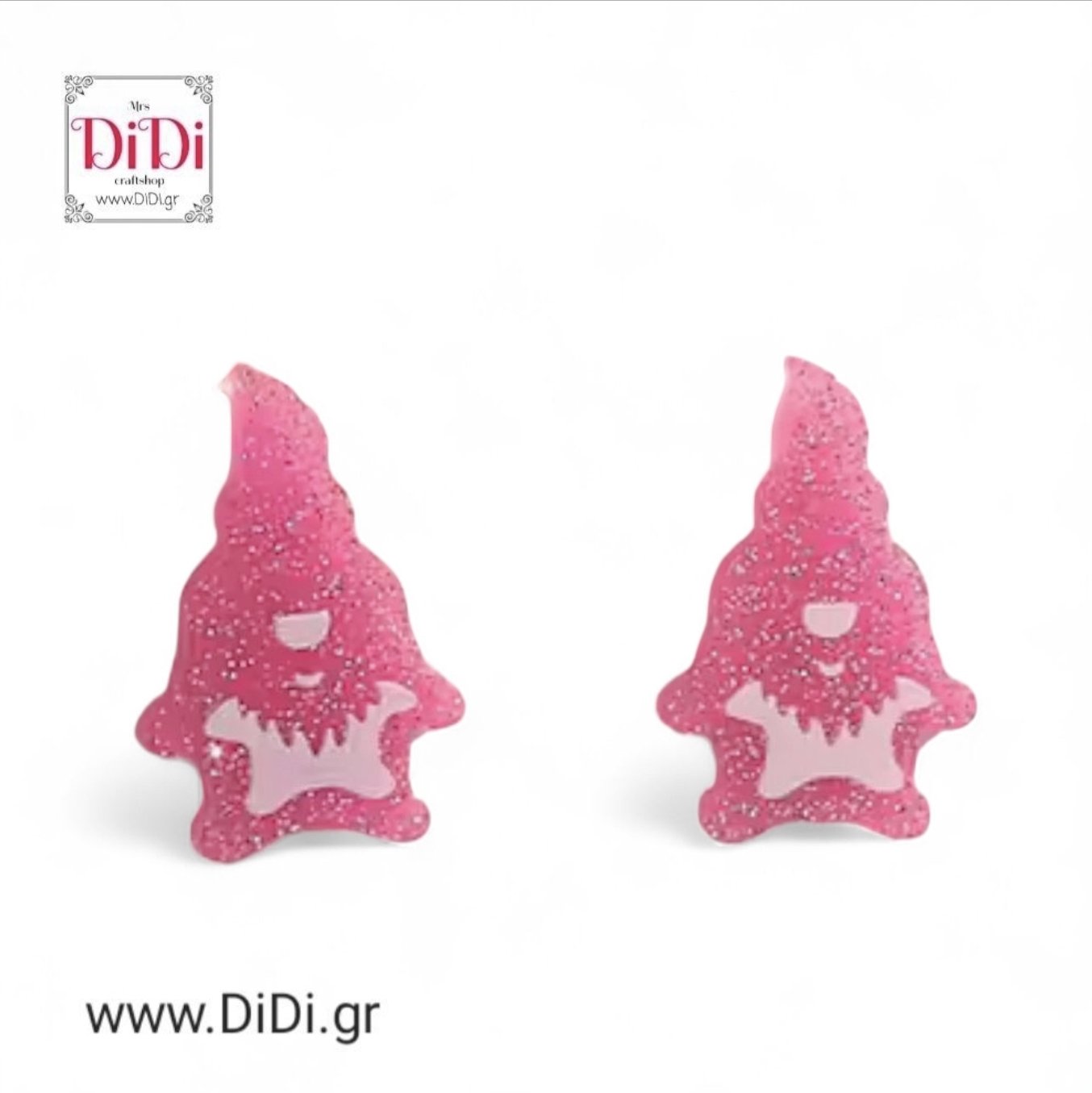 Σκουλαρίκια Χριστουγεννιάτικοι ακριλικοί νάνοι ροζ, 13092522