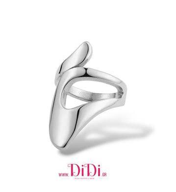 Δαχτυλίδι ατσάλινο chunky, σε ασημί, 3010256S