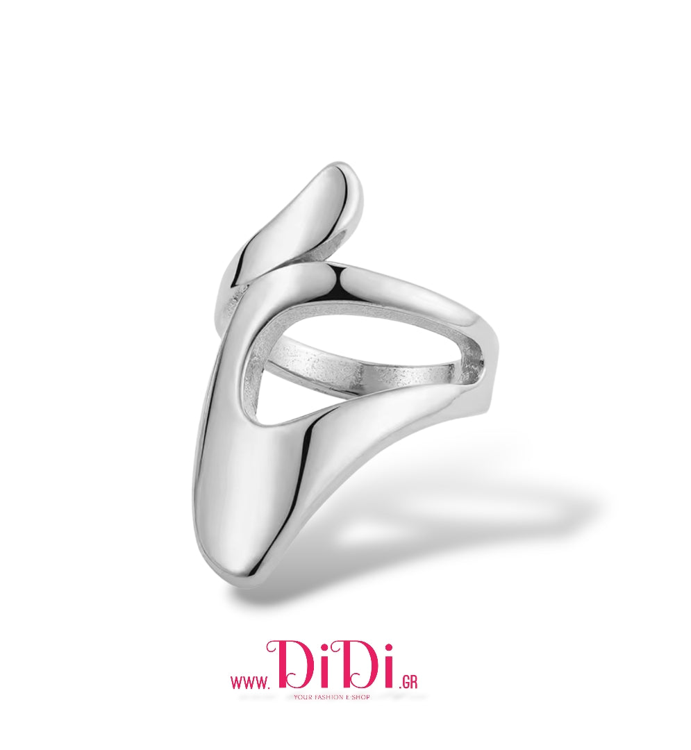 Δαχτυλίδι ατσάλινο chunky, σε ασημί, 3010256S