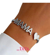Φόρτωσε την φωτογραφία στο Gallery viewer, Βραχιόλι ατσάλινο σταθερή βέργα οβάλ με λέξη "μαμά", σε ασημί, 28042621S