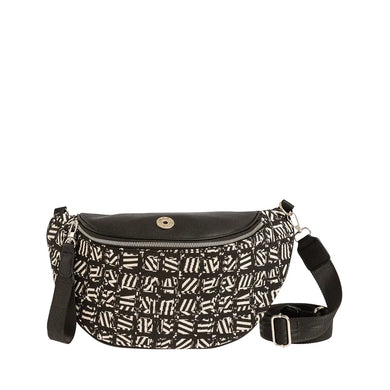 Τσάντα χιαστί Patterned τύπου μπανάνα, μαύρο, 24239