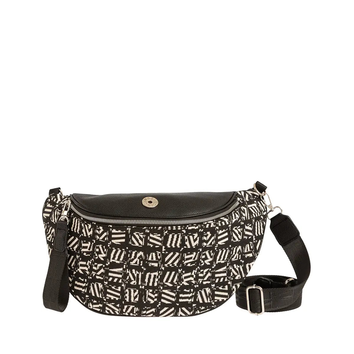 Τσάντα χιαστί Patterned τύπου μπανάνα, μαύρο, 24239