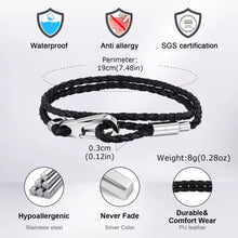Φόρτωσε την φωτογραφία στο Gallery viewer, Βραχιόλι αντρικό απο μαύρο κορδόνι και μεταλλικά μέρη αλουμινίου, 1312254