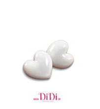 Φόρτωσε την φωτογραφία στο Gallery viewer, Σκουλαρίκια ατσάλινα καρφάκι, καρδιές ρητίνης &amp; κεραμικό, λευκό, 21112526