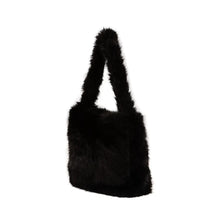 Φόρτωσε την φωτογραφία στο Gallery viewer, Τσάντα ώμου γούνινη, μαύρο, 24324