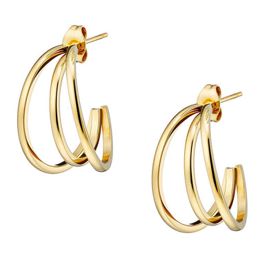 Σκουλαρίκια κρίκοι ατσάλινοι 316L, σε κίτρινο χρυσό, 02288G