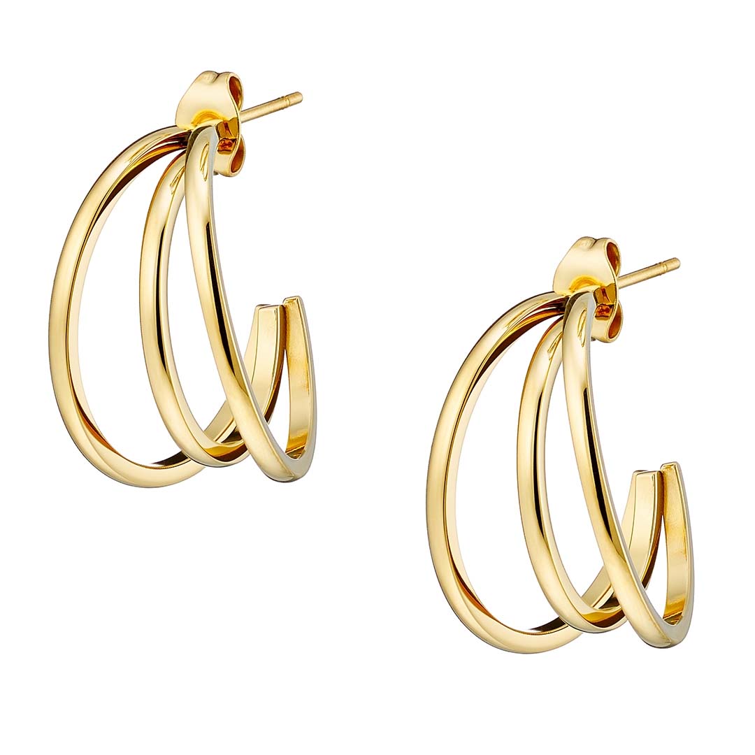 Σκουλαρίκια κρίκοι ατσάλινοι 316L, σε κίτρινο χρυσό, 02288G