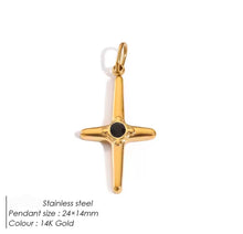 Φόρτωσε την φωτογραφία στο Gallery viewer, Σταυρός ατσάλινος, με μαύρο στρας, σε κίτρινο χρυσό, 2211257