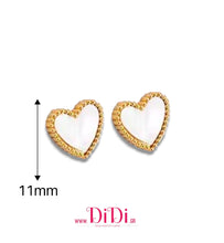 Φόρτωσε την φωτογραφία στο Gallery viewer, Ατσάλινα σκουλαρίκια καρφάκι καρδιά με φίλντισι, σε κίτρινο χρυσό, 01112512