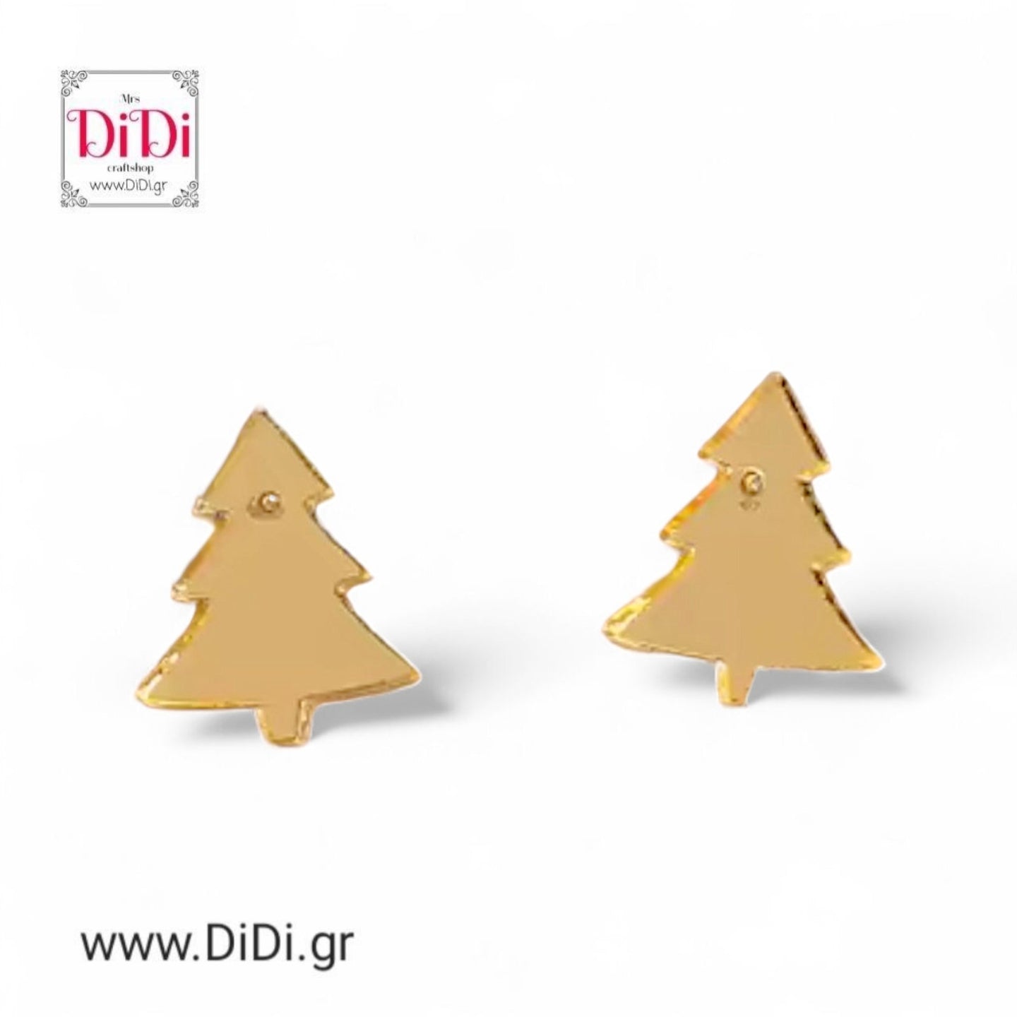 Σκουλαρίκια Χριστουγεννιάτικα ακριλικά δεντράκια χρυσά, 13092520