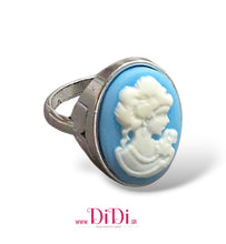 Φόρτωσε την φωτογραφία στο Gallery viewer, Δαχτυλίδι καμέο γαλάζιο 13mm x 18mm, ασημί, 30102518S