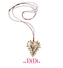 Φόρτωσε την φωτογραφία στο Gallery viewer, Κολιέ καρδιά ατσάλινη με σχέδιο, σε ασημί - κίτρινο χρυσό, 0802268