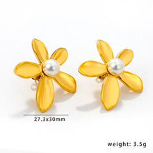 Φόρτωσε την φωτογραφία στο Gallery viewer, Ατσάλινα σκουλαρίκια καρφάκι λουλούδι, κίτρινο χρυσό, 0111251
