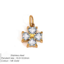 Φόρτωσε την φωτογραφία στο Gallery viewer, Σταυρός ατσάλινος, με λευκά στρας, σε κίτρινο χρυσό, 2211259