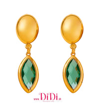 Φόρτωσε την φωτογραφία στο Gallery viewer, Σκουλαρίκια ατσάλινα κρεμαστά, κρύσταλλο Τσεχίας πράσινο, 26022610