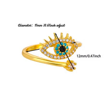 Φόρτωσε την φωτογραφία στο Gallery viewer, Δαχτυλίδι ατσάλινο μάτι με πέτρες ανοιγόμενο, σε κίτρινο χρυσό, 28042622