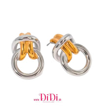 Φόρτωσε την φωτογραφία στο Gallery viewer, Ατσάλινα σκουλαρίκια καρφάκι, σε  ασημί - κίτρινο χρυσό, 0603266