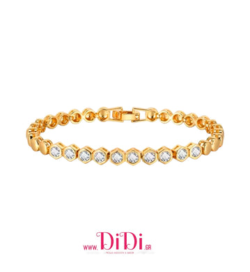 Ατσάλινο βραχιόλι αλυσίδα ριβιέρα, σε κίτρινο χρυσό, 20102512