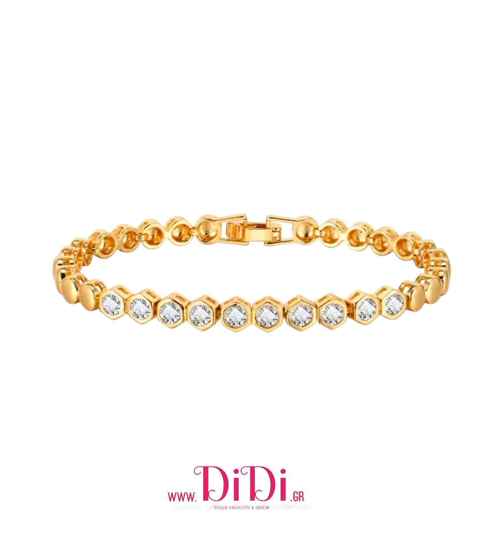 Ατσάλινο βραχιόλι αλυσίδα ριβιέρα, σε κίτρινο χρυσό, 20102512