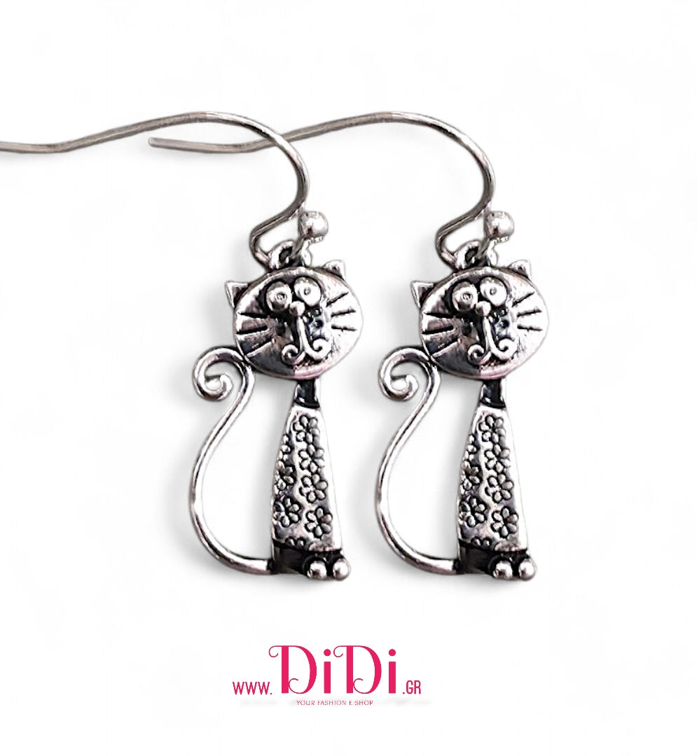 Σκουλαρίκια χειροποίητα copper, γάτες, 24112512