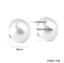 Φόρτωσε την φωτογραφία στο Gallery viewer, Σκουλαρίκια ατσάλινα καρφωτά πέρλα 2cm, ασημί, 20112527S