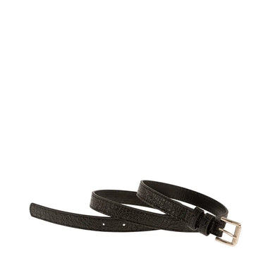 Ζώνη κροκό με ασημί αγκράφα, μαύρη, 24403